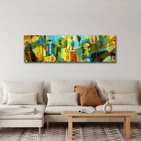 Obraz - Architektura, abstrakcja kubistyczna (170x50 cm)