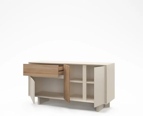 Beżowo-naturalna komoda w dekorze dębu 146x76x45 cm Carpi – Marckeric