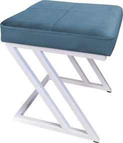 Pufa ZETA tkanina Welur loft ławka podnóżek metal : Kolor Stelaża - Biały, Kolor tkaniny - VELVET - MG33, Typ tkaniny - Velvet