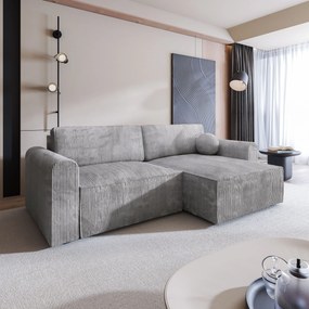 Masseno Narożnik FIANO z funkcją spania i pojemnikiem na pościel Narozniki L, Rozkładana sofa - Jasnoszary, POSO 55