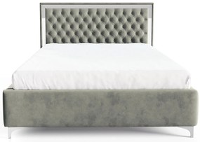 Szare łóżko tapicerowane w stylu glamour E6-P48