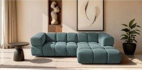 Narożnik w kształcie L Averro, tkanina Puente, Lazurowy, Prawy