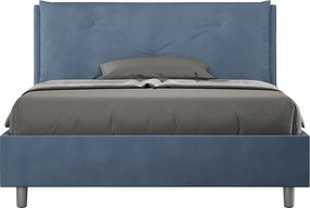 Łóżko bez stelaża tapicerowane 140x200 microfibra niebieski Appia Large