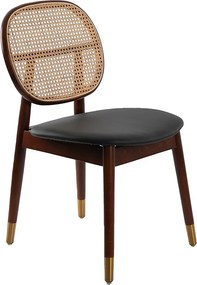 Rattanowe i czarne krzesło z ekoskóry 4093 ANGEL CERDA