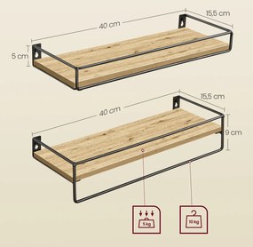 Zestaw 2 półek ściennych dąb artisan M4-B07