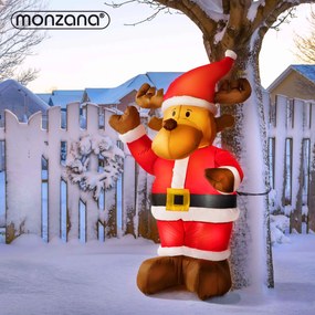Monzana Nadmuchiwany renifer z oświetleniem, 135cm, czerwona