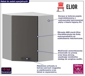 Narożna szafka górna do kuchni szara - Rimer 31X 60cm