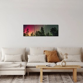Obraz zorzy polarnej (z zegarem) (90x30 cm)