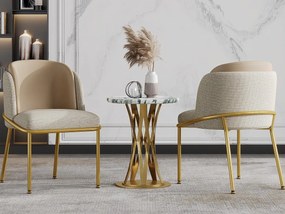 Zestaw 2 krzeseł – len i skóra ekologiczna – metalowe nogi – nowoczesny styl – beżowy + khaki