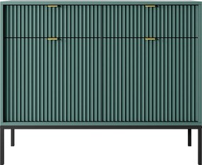 Komoda: 2 szuflady, 2 drzwi, labrador, złota, 104 x 83 x 39 cm, złote uchwyty