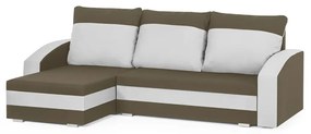 MEGA OKAZJA Narożnik kanapa z funkcją spania KING Jasny brąz/Biały