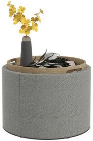 HOMCOM Pufa Pufa, Lekki, ukryta przestrzeń do przechowywania, składane wieko, 5 6cm x 56 cm x 42 cm, Szary + Naturalny