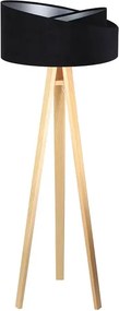 Czarno-sosnowa asymetryczna lampa stojąca trójnóg K4-L70