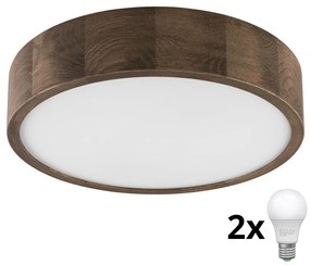 Brilagi - LED Plafon CARVALHO 2xE27/60W/230V dąb śr. 37 cm