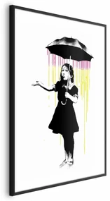 Plakat Dziewczynka z parasolką 21x30 cm z ramą czarną z marginesem ARTGEIST B