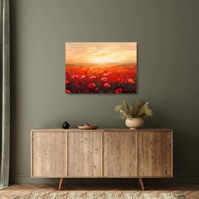 Obraz na szkle - Pole maków (70x50 cm)