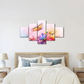 Obraz - Motyl nad kwiatem, abstrakcja (125x70 cm)