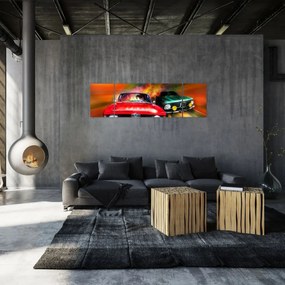 Obraz - Retro samochody wyścigowe (170x50 cm)