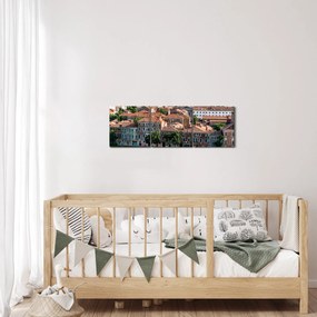 Obraz - Widok miasta z lotu ptaka (z zegarem) (90x30 cm)