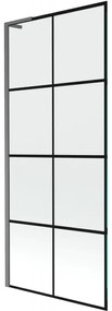 Mexen Next L parawan nawannowy 1-skrzydłowy 80 x 150 cm, czarna kratka,  gun gray szczotkowany - 895-080-000-03-77-66