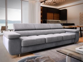 Masseno Sofa MOSINE z funkcją spania, Rozkładana sofa z regulowanymi zagłówkami - Jasnoszary, MONOLITH 84 + MONOLITH 85
