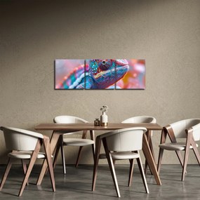 Obraz - Kolorowy kameleon (z zegarem) (90x30 cm)