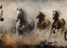 Obraz na szkle - Obraz olejny przedstawiający konie (70x50 cm)