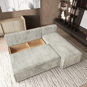 Masseno Narożnik BRISO z funkcją spania i pojemnikiem na pościel Narozniki L, Rozkładana sofa - Jasnoszary, TILIA 83
