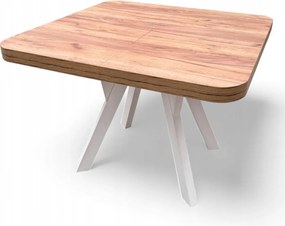 Stół kwadrat zaowal 110x110 rozkładany do 210 cm Biały + Dąb Craft Złoty + nogi drewniane Y