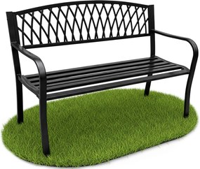 Czarna metalowa ławka z oparciem K5-E71