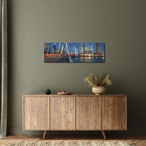 Obraz - Zmierzch w Rotterdamie, Holandia (z zegarem) (90x30 cm)