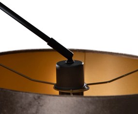 Lampa wisząca Czarna z brązowym aksamitnym kloszem 35 cm - Blitz klasyczny/Antyczny Oswietlenie wewnetrzne