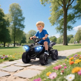 AIYAPLAY Quad dziecięcy elektryczny 6 V quad dla dzieci z funkcją przód/tył, muzyką, reflektorami LED Czarny
