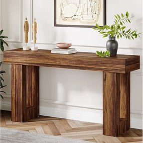 Stolik konsolowy o długości 160 cm, drewniany prostokątny stolik pod sofę za kanapą, styl rustykalny
