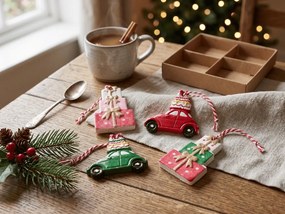 Zestaw 4 szt. ozdób świątecznych CHRISTMAS CAR 6 cm