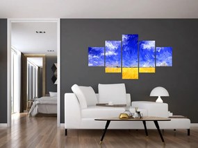 Obraz - Obraz olejny, Złote pole (125x70 cm)