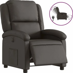 Fotel relaksacyjny elektryczny z ciemnobrązowej prawdziwej skóry z funkcją elektrycznego relaksu