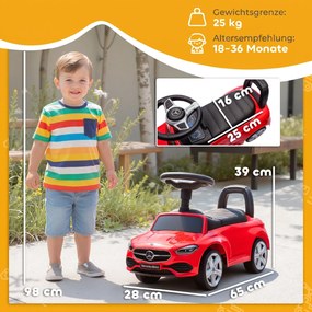 AIYAPLAY Mercedes-Benz C-Class jeździk z klaksonem, dźwiękami silnika, schowkiem, dla dzieci 18-36 Monate, czerwony | Aosom PL
