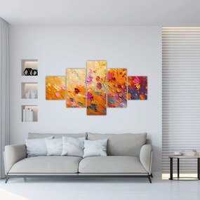 Obraz - Malowanie kolorowych kwiatów (125x70 cm)