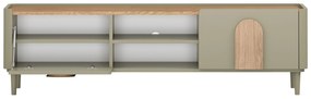 Szafka RTV Amilio 170 cm z szufladą na nóżkach - eukaliptus / dąb baltic dune / uchwyty dąb naturalny