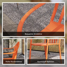 Outsunny Zestaw 4 krzeseł ogrodowych odpornych na warunki pogodowe z plastiku, Składane z podłokietnikami i oparciem do 120 kg