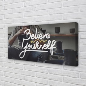 Fotoobraz na płótnie Człowiek i Motywujące Hasło