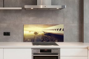 Panel nad Blat Kuchenny Samolot nad Miastem o Zachodzie