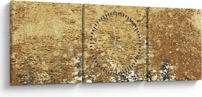 Obraz - Złota struktura N⁰3 (z zegarem) (90x30 cm)