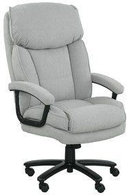 HOMCOM Duży wysoki fotel biurowy, 200 kg nośności, solidna konstrukcja, miękka tkanina, Jasnoszary