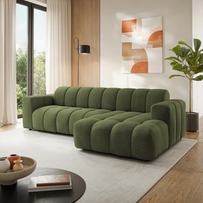 Masseno Narożnik SETIA Prawostronny L-Kształtny, Nowoczesna Sofa narożna, Tkanina Strukturalna - Oliwkowy, ARAGON 39