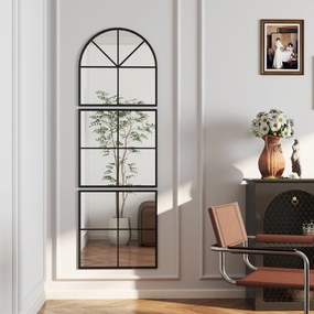 HOMCOM Trzyczęściowe lustra ścienne, łukowate z metalową ramą, dekoracyjne 60 x 2 x 180 cm Czarne