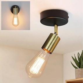 NETTLIFE Stop Vintage kinkiet E27 czarne złoto retro z możliwością regulacji nowoczesny do kuchni w korytarzu stolik nocny do salonu lub sypialni