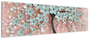 Obraz - Pastelowe niebieskie kwiaty (170x50 cm)