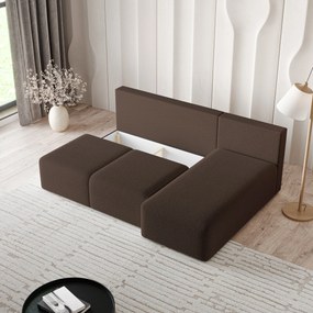 Masseno Narożnik TRAMA z funkcją spania i pojemnikiem na pościel Narozniki L, Rozkładana sofa - Brązowy, QUELLE 25